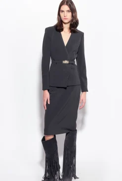 Jupes|PINKO Jupe Mi-Longue Fendue Noir Limousine