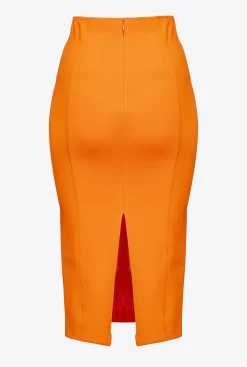 Jupes|PINKO Jupe Mi-Longue Fendue Orange Vibrant