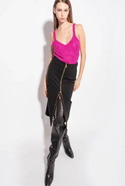 Jupes|PINKO Jupe Mi-Longue Zippee Noir Limousine