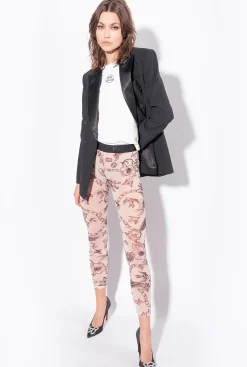 Pantalons|PINKO Leggings A Imprime Tatouage Chair/Noir