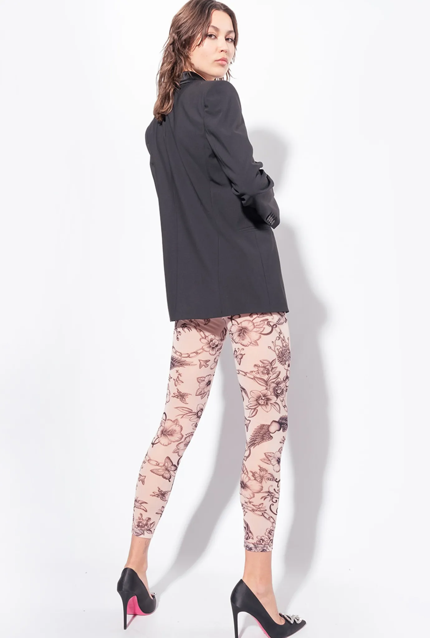 Pantalons|PINKO Leggings A Imprime Tatouage Chair/Noir
