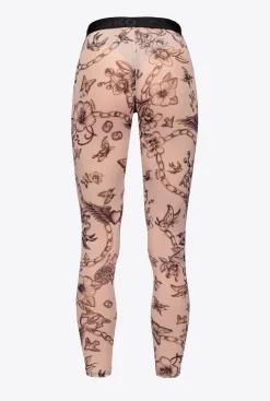 Pantalons|PINKO Leggings A Imprime Tatouage Chair/Noir