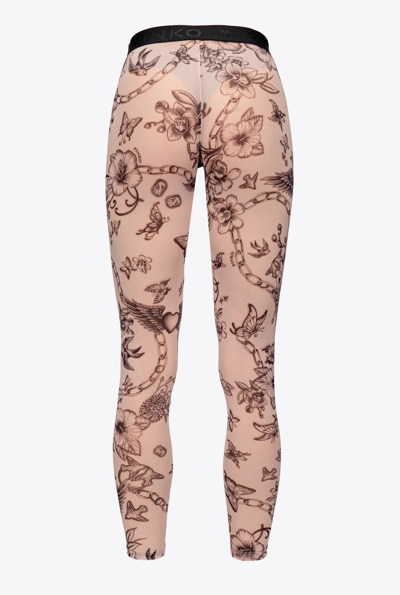 Pantalons|PINKO Leggings A Imprime Tatouage Chair/Noir