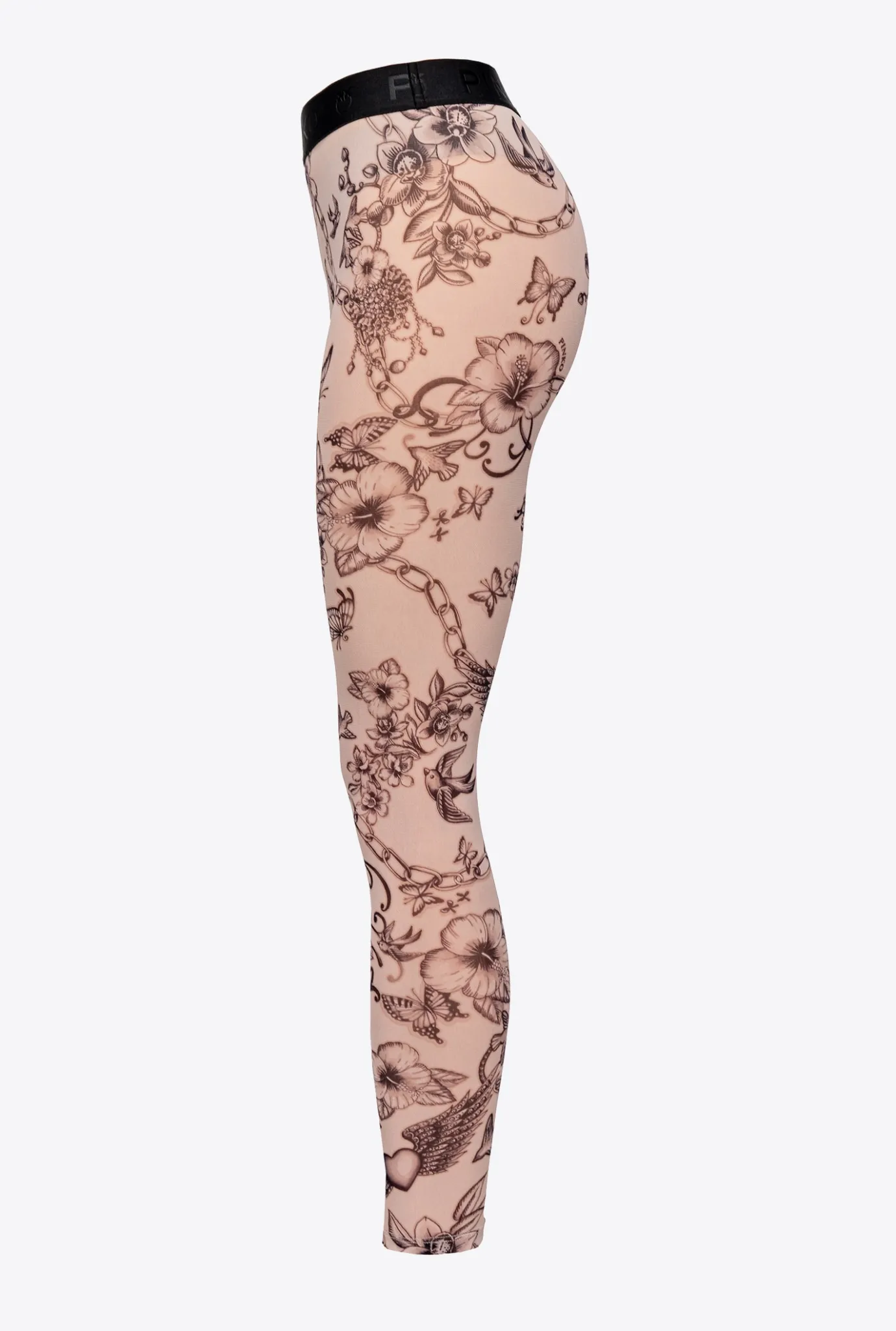 Pantalons|PINKO Leggings A Imprime Tatouage Chair/Noir