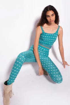 Pantalons|PINKO Leggings Monogram Vert D’Eau/Vert