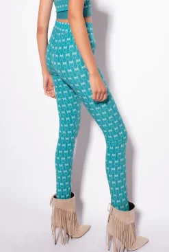 Pantalons|PINKO Leggings Monogram Vert D’Eau/Vert
