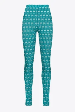 Pantalons|PINKO Leggings Monogram Vert D’Eau/Vert