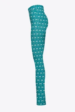 Pantalons|PINKO Leggings Monogram Vert D’Eau/Vert
