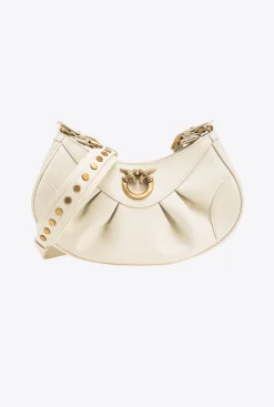 Sacs À Bandoulière|PINKO Love Bag Bon Bon Crossbody En Cuir Blanc+Blanc-Or Antique