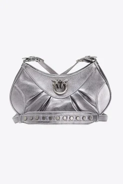 Sacs À Bandoulière|PINKO Love Bag Bon Bon Crossbody Lame Argent-Vieil Argent