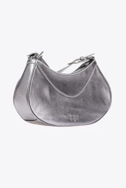 Sacs À Bandoulière|PINKO Love Bag Bon Bon Crossbody Lame Argent-Vieil Argent
