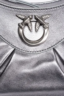 Sacs À Bandoulière|PINKO Love Bag Bon Bon Crossbody Lame Argent-Vieil Argent