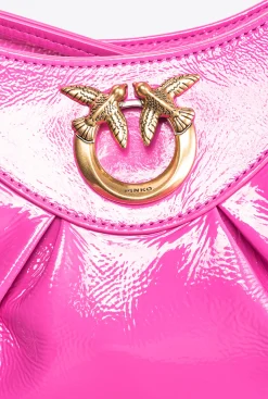 Sacs À Bandoulière|PINKO Love Bag Bon Bon Crossbody En Cuir Verni Rose Pinko-Or Antique