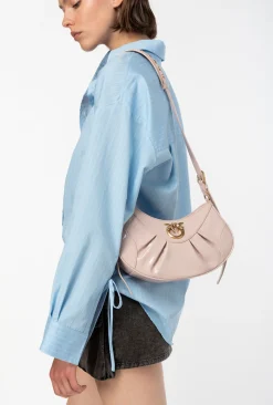Sacs À Bandoulière|PINKO Love Bag Bon Bon Crossbody En Cuir Verni Iris-Or Antique