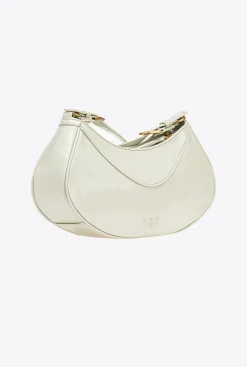 Sacs À Bandoulière|PINKO Love Bag Bon Bon Crossbody En Cuir Verni Gris Manchot-Or Antique