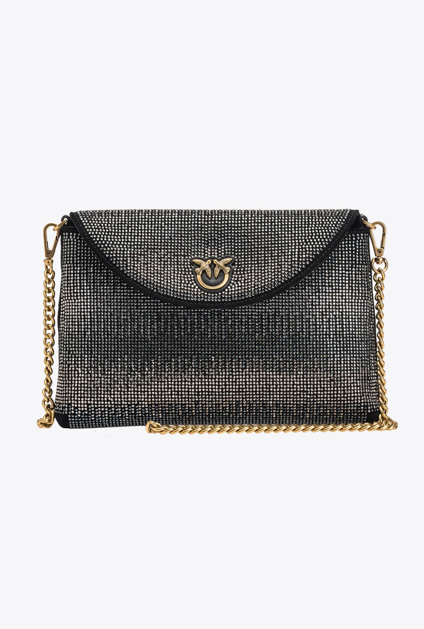 Sacs De Soirée|PINKO Love Bag Soft Envelope Full Strass Noir-Vieil Or