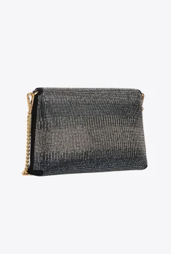 Sacs De Soirée|PINKO Love Bag Soft Envelope Full Strass Noir-Vieil Or