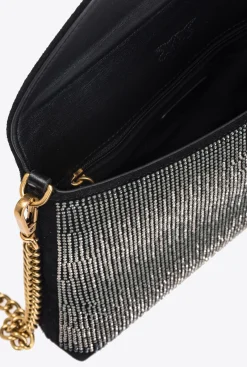 Sacs De Soirée|PINKO Love Bag Soft Envelope Full Strass Noir-Vieil Or