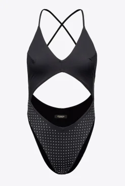 Maillots De Bain|PINKO Maillot De Bain Une Piece A Strass Noir/Cristal
