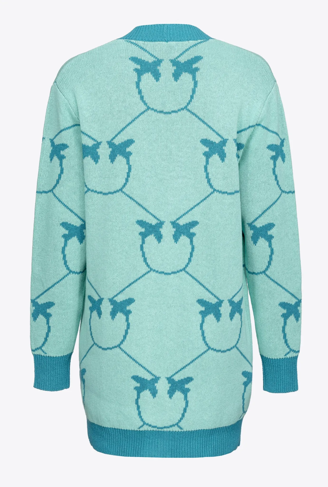 Pièces En Maille|PINKO Maxi Cardigan En Jacquard Monogram Vert D’Eau/Sarcelle