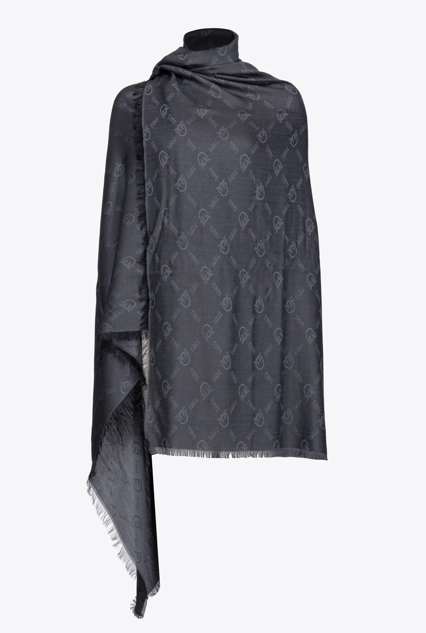 Autres Accessoires|PINKO Maxi Echarpe Monogramme Noir Limousine