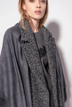 Autres Accessoires|PINKO Maxi Echarpe Monogramme Noir Limousine