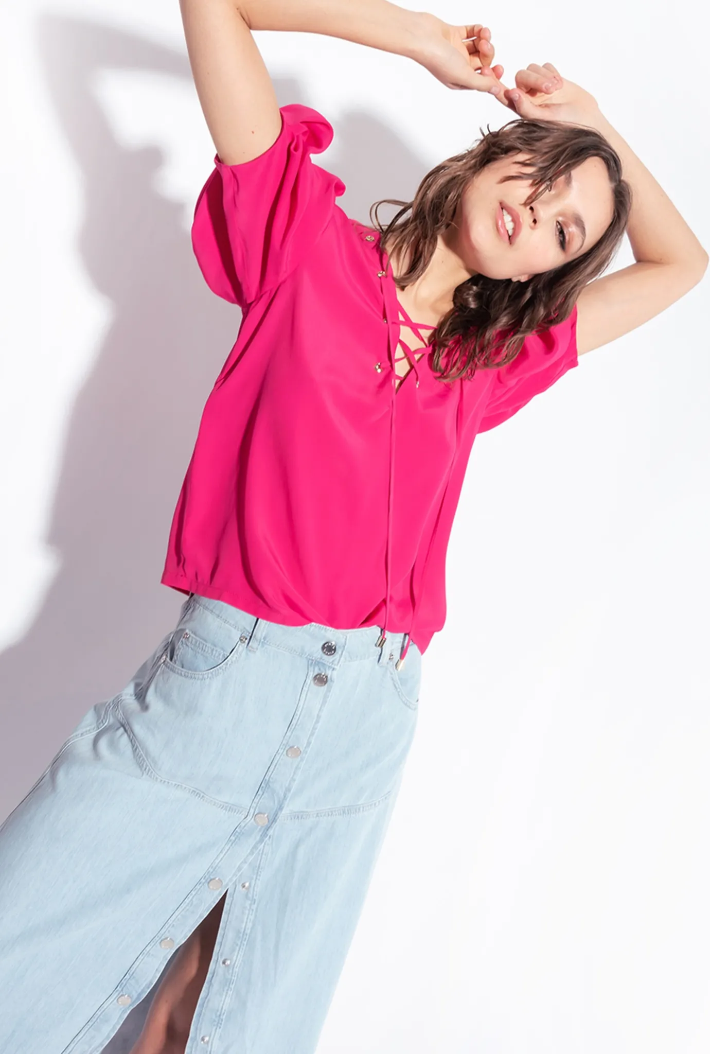 Jupes|PINKO Maxi Jupe En Denim Fluide Delavage Clair