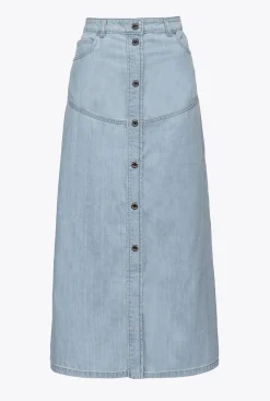 Jupes|PINKO Maxi Jupe En Denim Fluide Delavage Clair