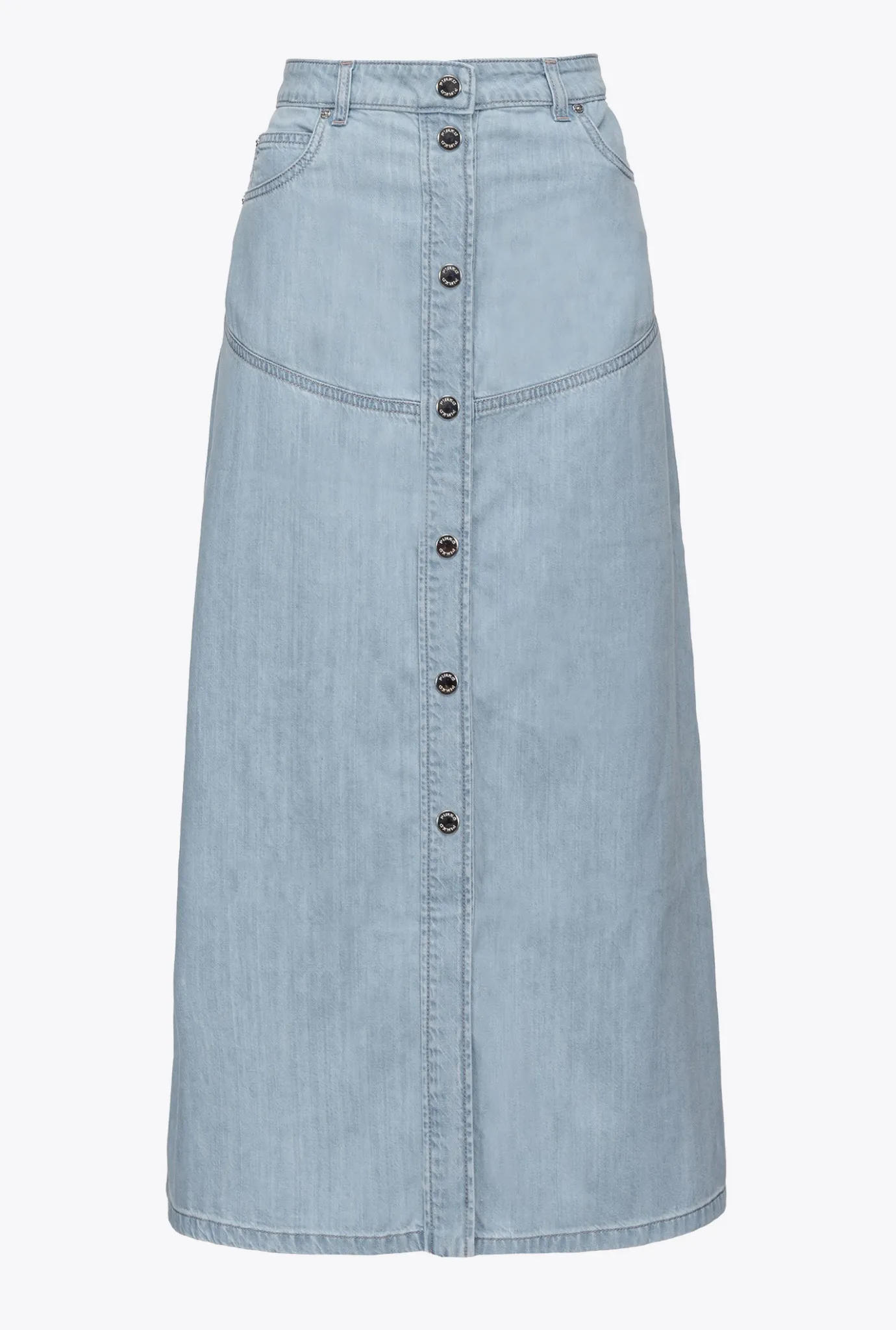 Jupes|PINKO Maxi Jupe En Denim Fluide Delavage Clair