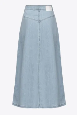 Jupes|PINKO Maxi Jupe En Denim Fluide Delavage Clair