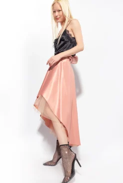 Jupes|PINKO Maxi Jupe En Satin Duchesse Et Tulle Rose - Camee