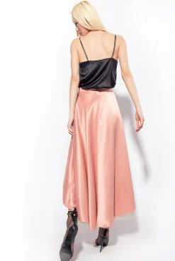 Jupes|PINKO Maxi Jupe En Satin Duchesse Et Tulle Rose - Camee