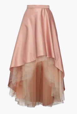 Jupes|PINKO Maxi Jupe En Satin Duchesse Et Tulle Rose - Camee