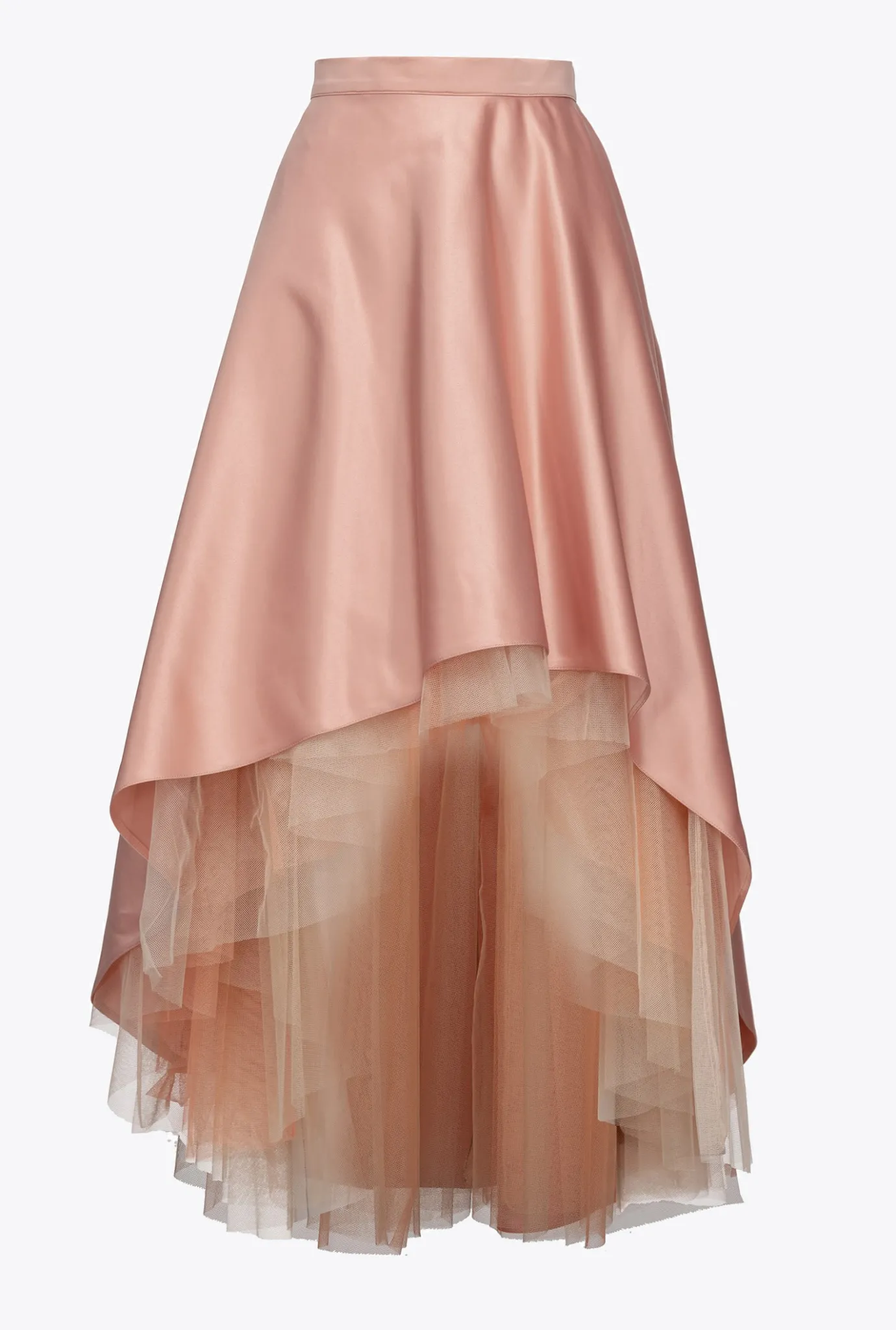 Jupes|PINKO Maxi Jupe En Satin Duchesse Et Tulle Rose - Camee