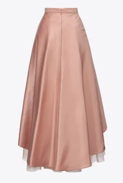 Jupes|PINKO Maxi Jupe En Satin Duchesse Et Tulle Rose - Camee
