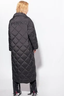 Vêtements D'extérieur|PINKO Maxi Manteau Matelasse A Broderie Noir Limousine