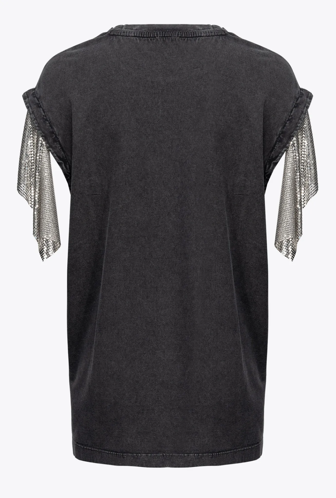 Topwear|PINKO Maxi T-Shirt Wing And Logo Gris-Noir Intense