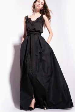 Jupes|PINKO Maxi-Jupe En Taffetas Noir Limousine