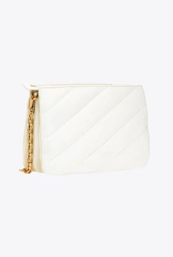 Sacs À Bandoulière|PINKO Medium Twins Bag Maxi Quilt Blanc+Blanc-Or Antique