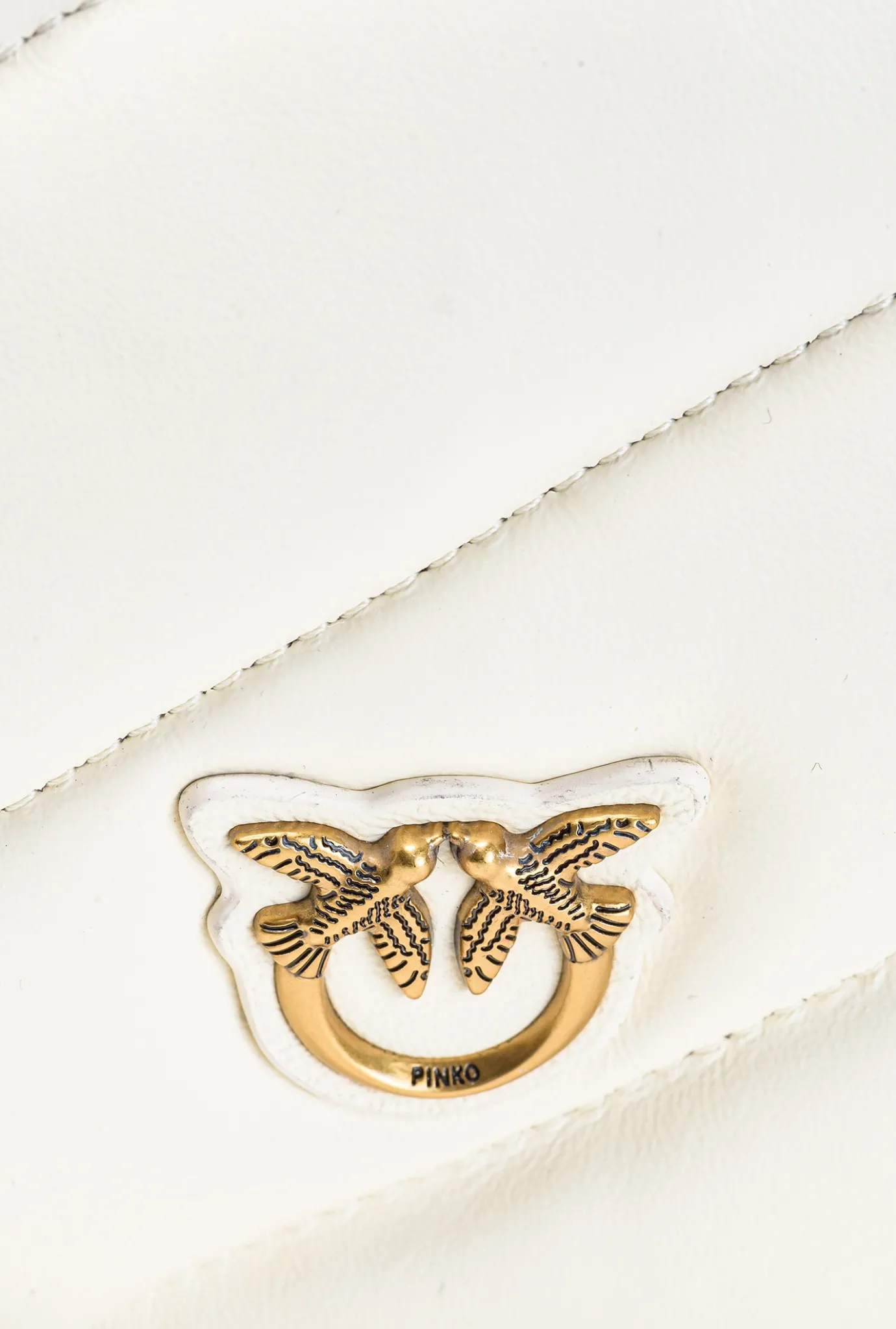 Sacs À Bandoulière|PINKO Medium Twins Bag Maxi Quilt Blanc+Blanc-Or Antique
