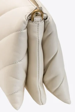 Sacs À Bandoulière|PINKO Medium Twins Bag Maxi Quilt Blanc+Blanc-Or Antique