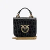 Sacs De Soirée|PINKO Micro Love Bag Bell Croco Noir-Vieil Or