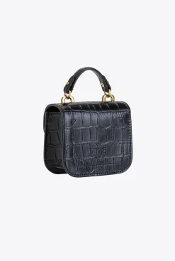 Sacs De Soirée|PINKO Micro Love Bag Bell Croco Noir-Vieil Or