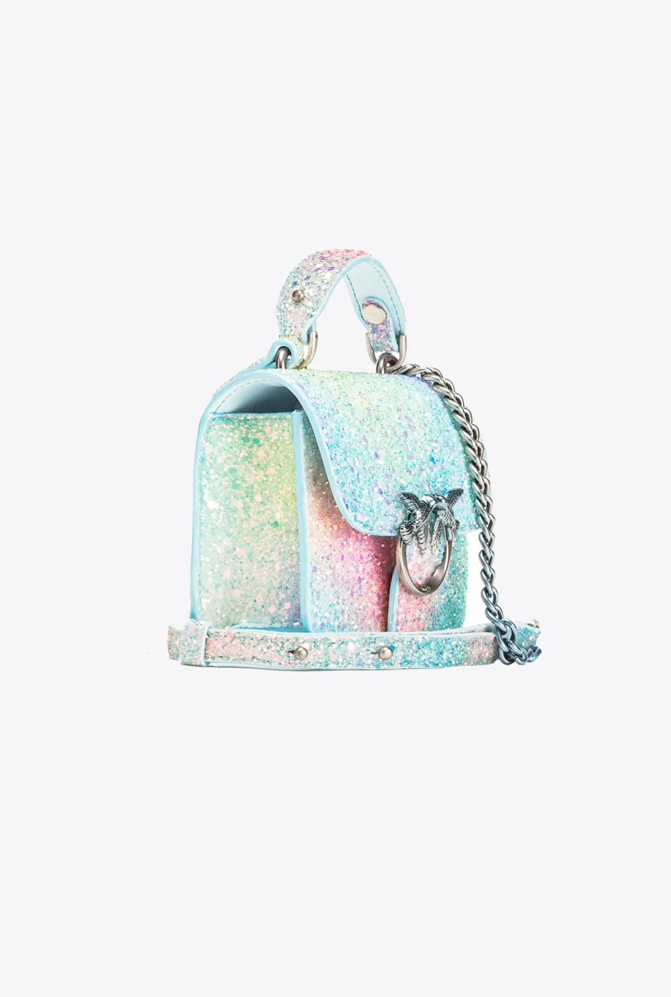 Sacs De Soirée|PINKO Micro Love Bag Bell Paillete Galleria Vert Multicolore-Vieil Argent