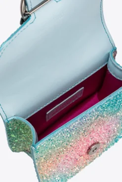 Sacs De Soirée|PINKO Micro Love Bag Bell Paillete Galleria Vert Multicolore-Vieil Argent