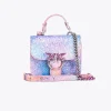 Sacs De Soirée|PINKO Micro Love Bag Bell Paillete Galleria Rose Multicolore-Vieil Argent
