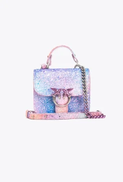 Sacs De Soirée|PINKO Micro Love Bag Bell Paillete Galleria Rose Multicolore-Vieil Argent