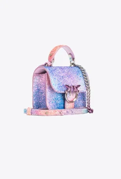 Sacs De Soirée|PINKO Micro Love Bag Bell Paillete Galleria Rose Multicolore-Vieil Argent