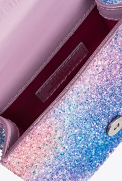 Sacs De Soirée|PINKO Micro Love Bag Bell Paillete Galleria Rose Multicolore-Vieil Argent