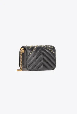 Micro Love Bag|PINKO Micro Love Bag Click Chevron Studs Noir-Vieil Or